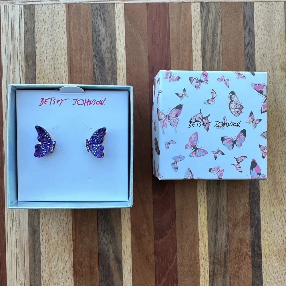 Betsey Johnson 3D Purple Butterfly Studs